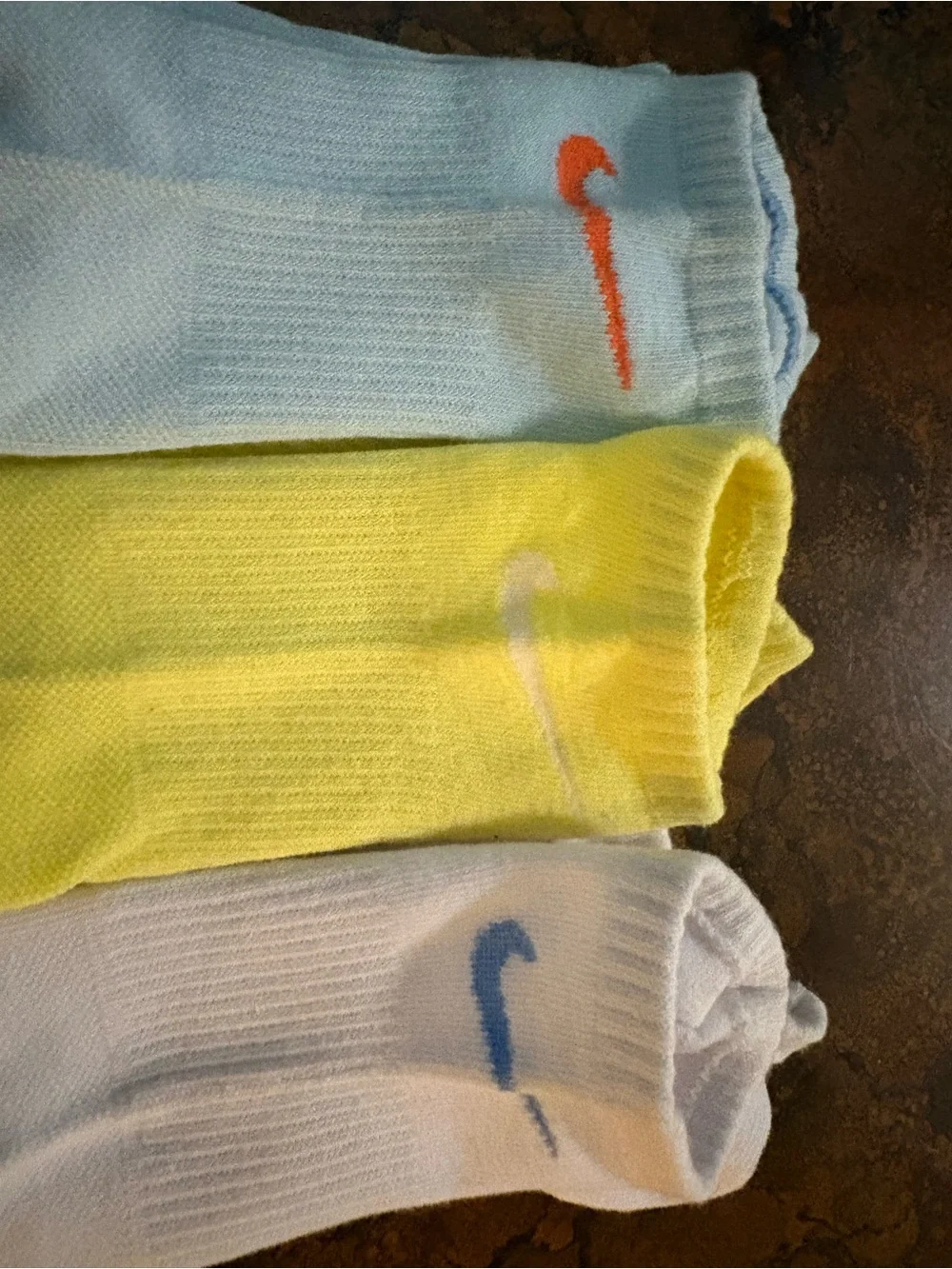 Nike Low-Cut Sock Trio — White, Light Blue, Yellow